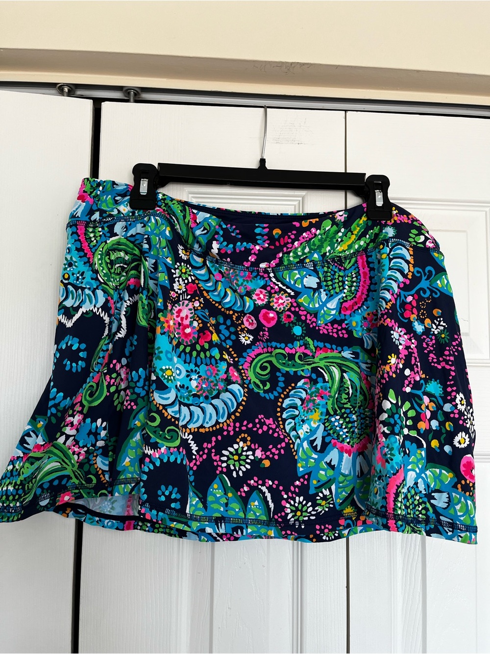 Navy Multi Paisley Print A-Line Skirt